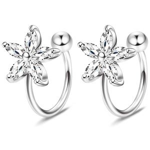 925 Sterling Silver Crystal Cuff Earrings